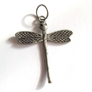 Dragonfly pendant silver tone charm dragon fly insect bug dainty